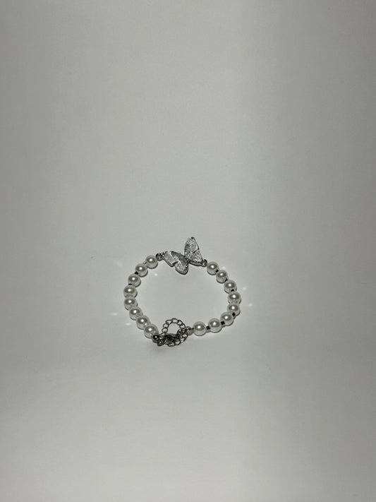 Butterfly Pearl Silver Bracelet