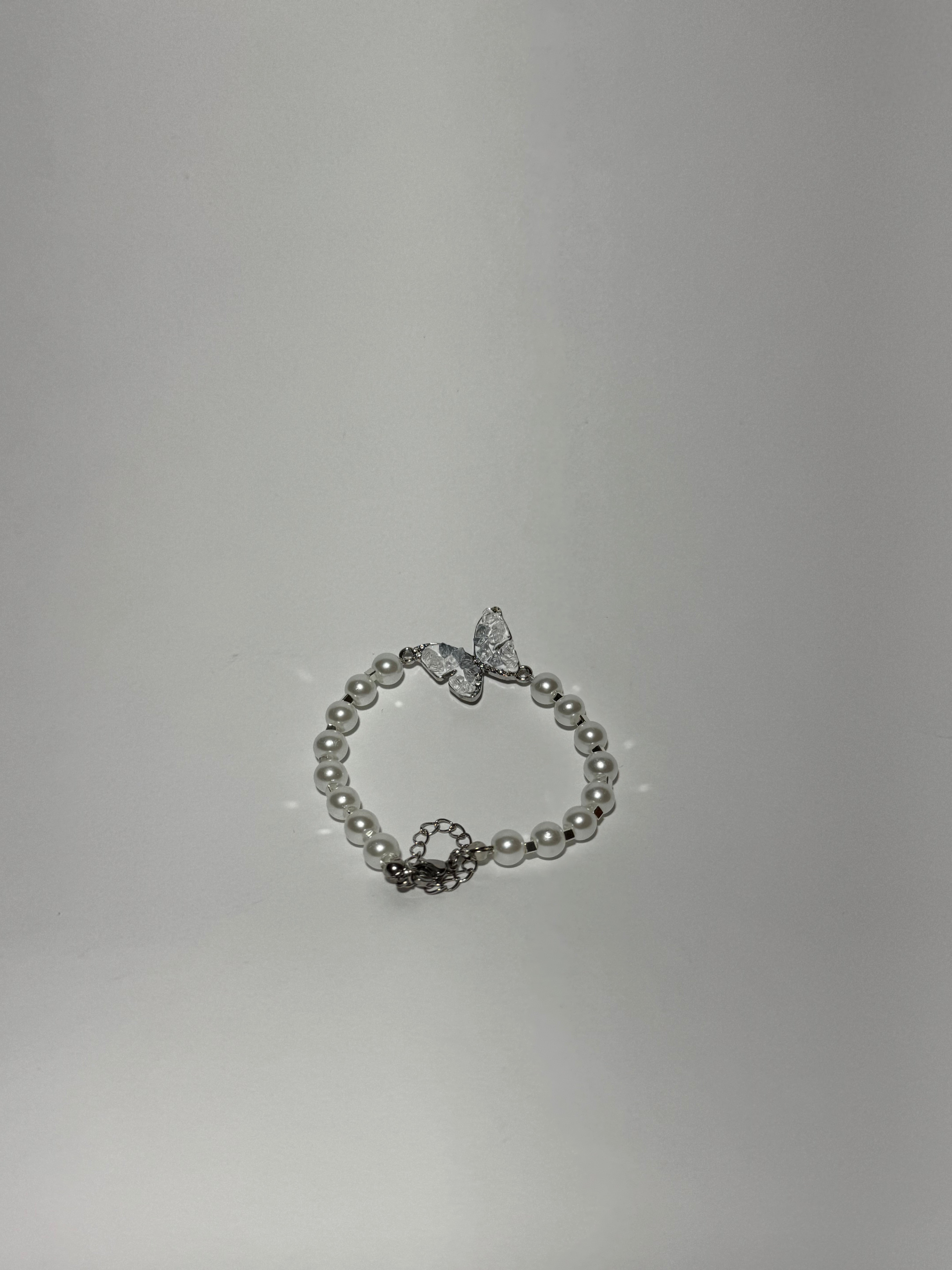 Butterfly Pearl Silver Bracelet