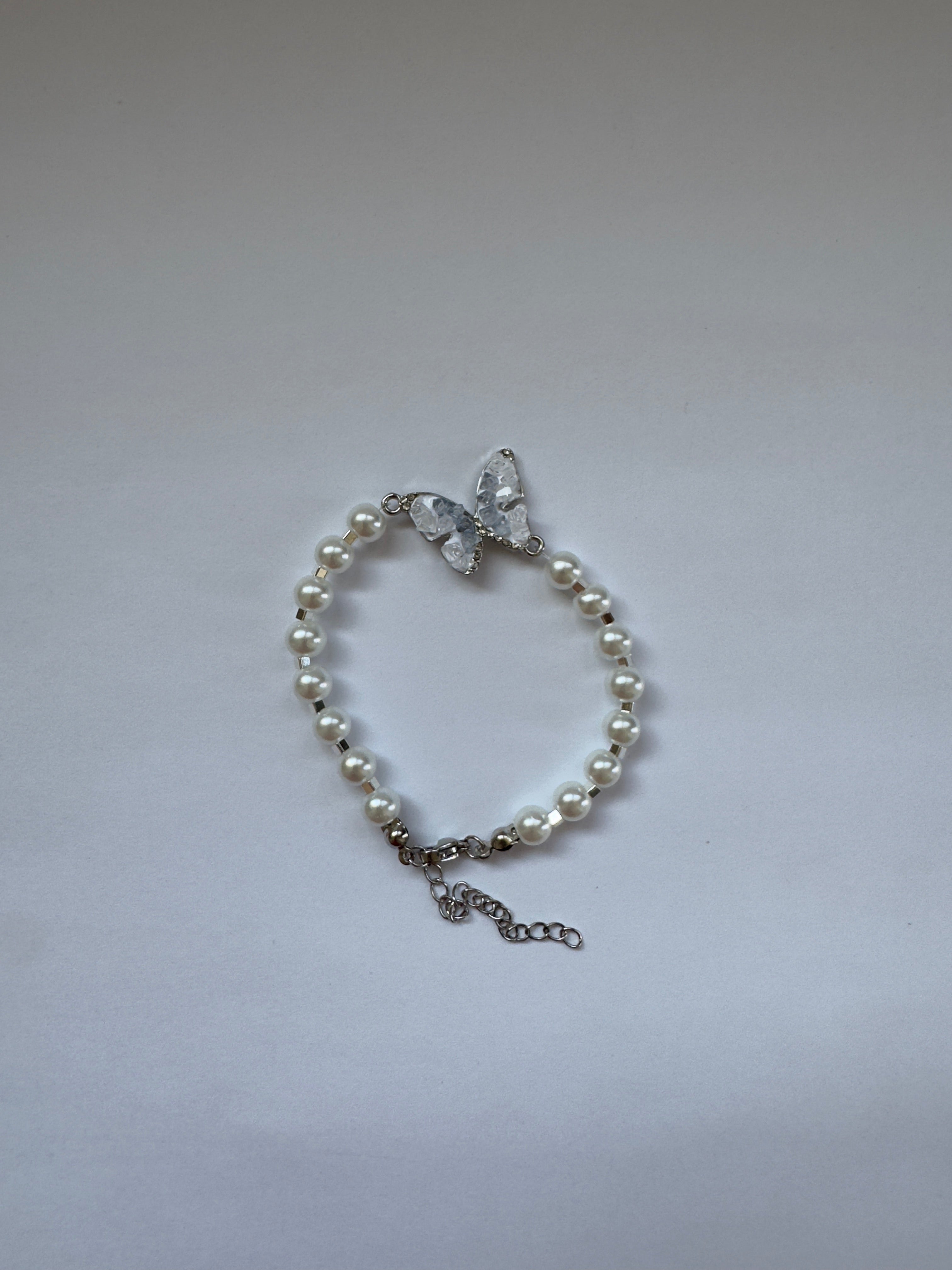 Butterfly Pearl Silver Bracelet