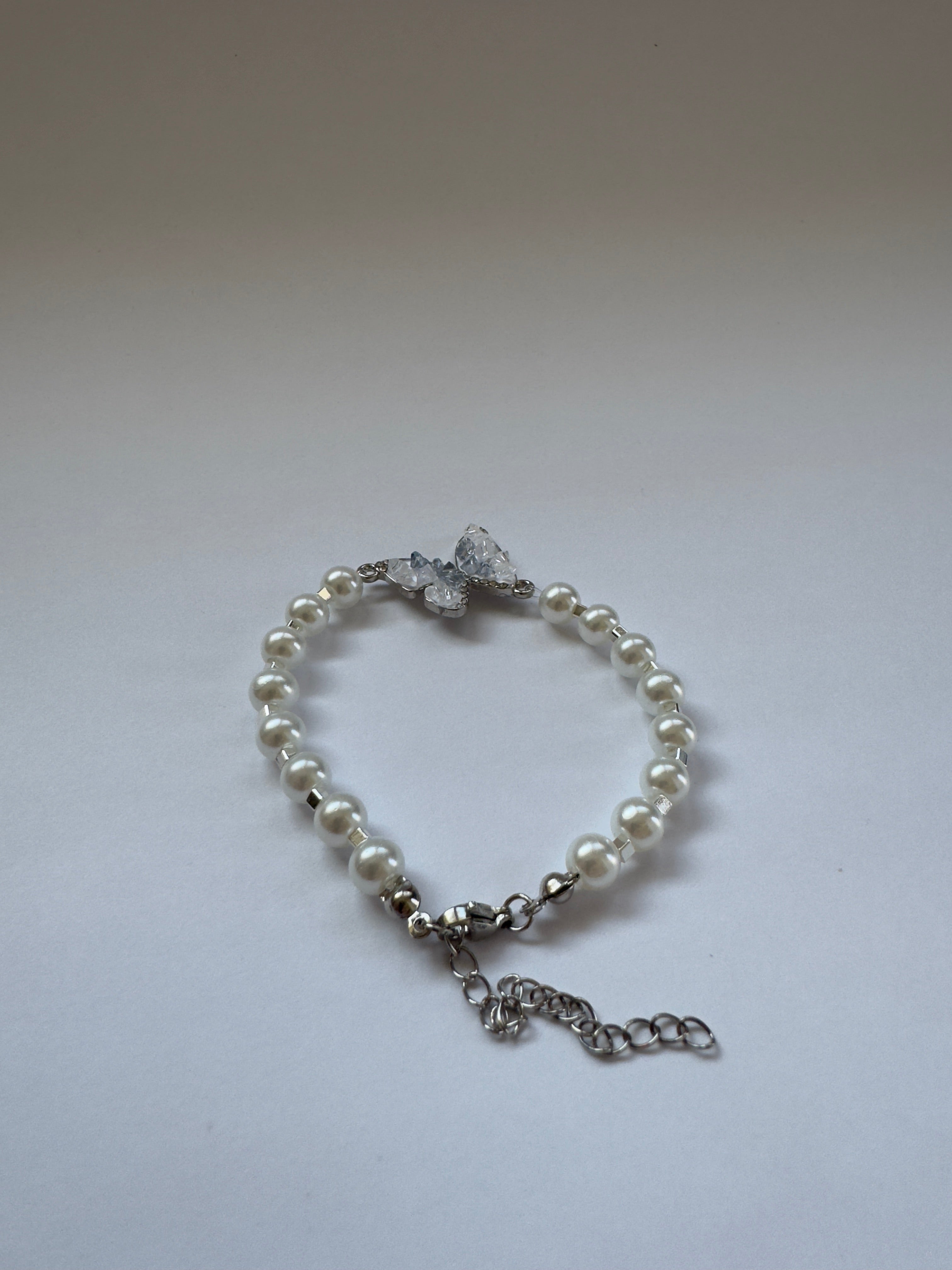 Butterfly Pearl Silver Bracelet