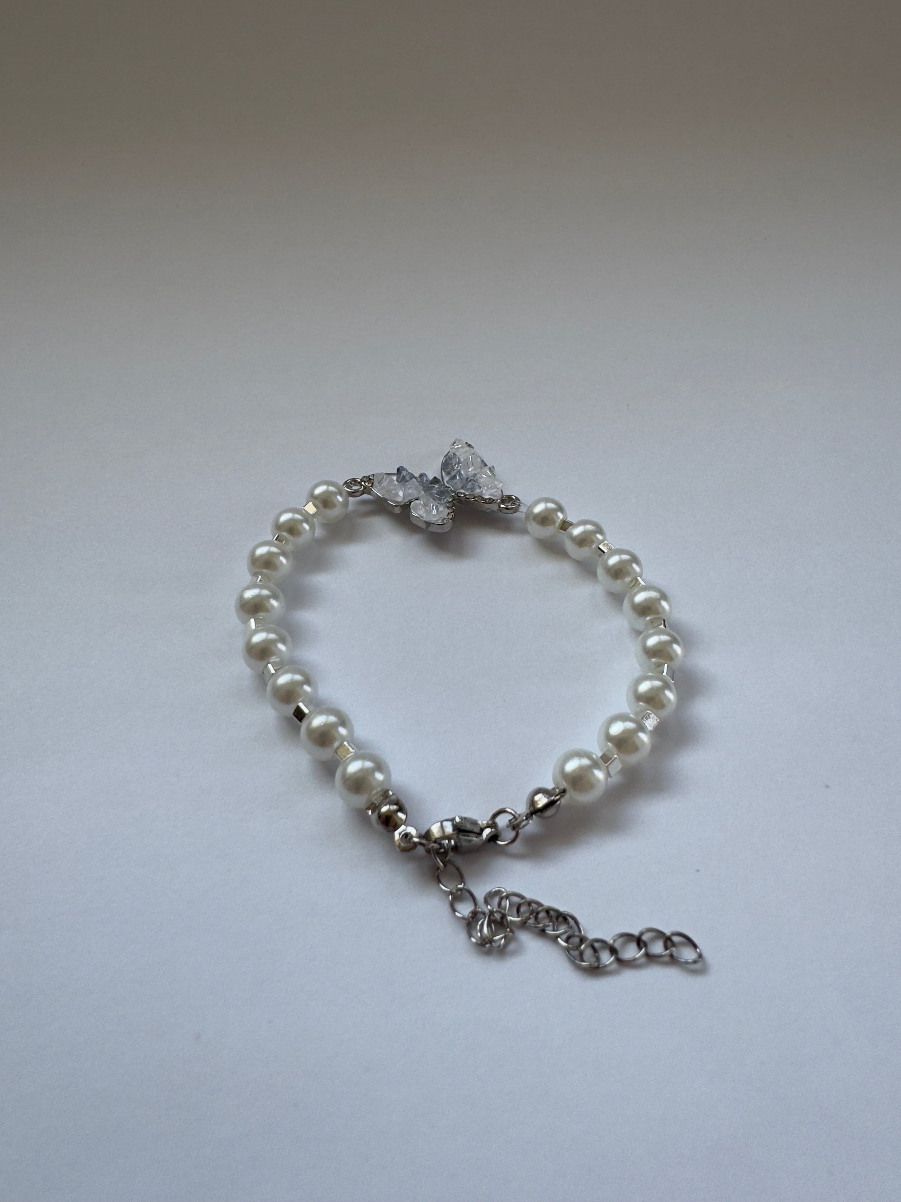 Butterfly Pearl Silver Bracelet