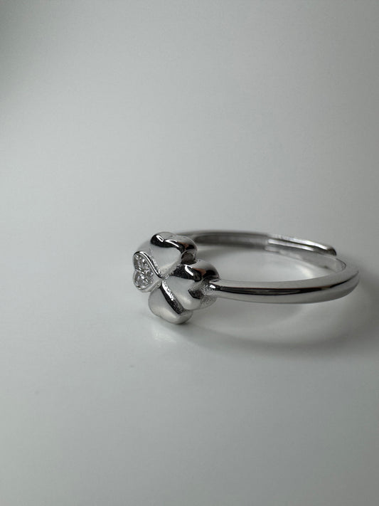 Sparkling Petal Adjustable Silver Ring