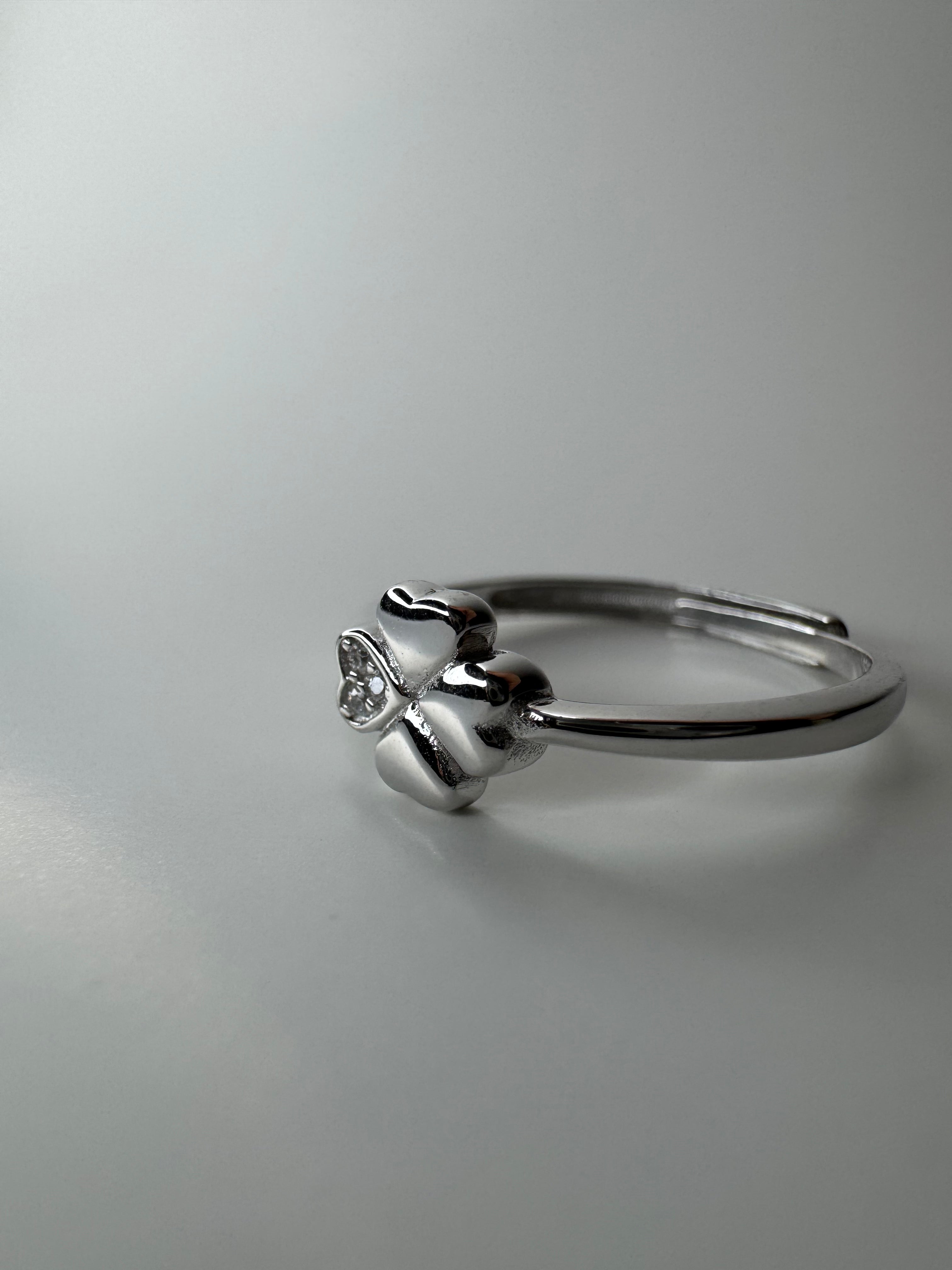 Sparkling Petal Adjustable Silver Ring