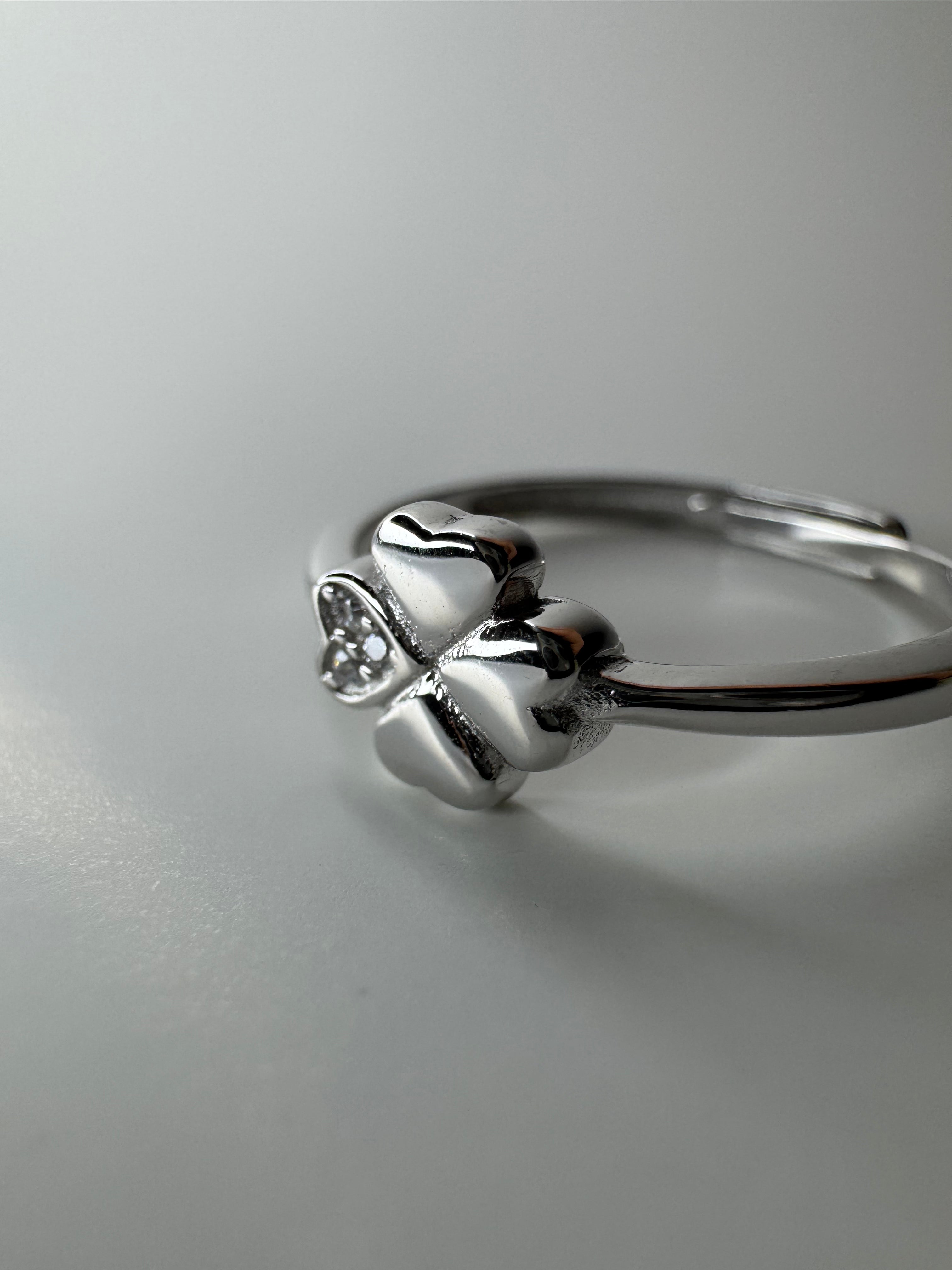 Sparkling Petal Adjustable Silver Ring