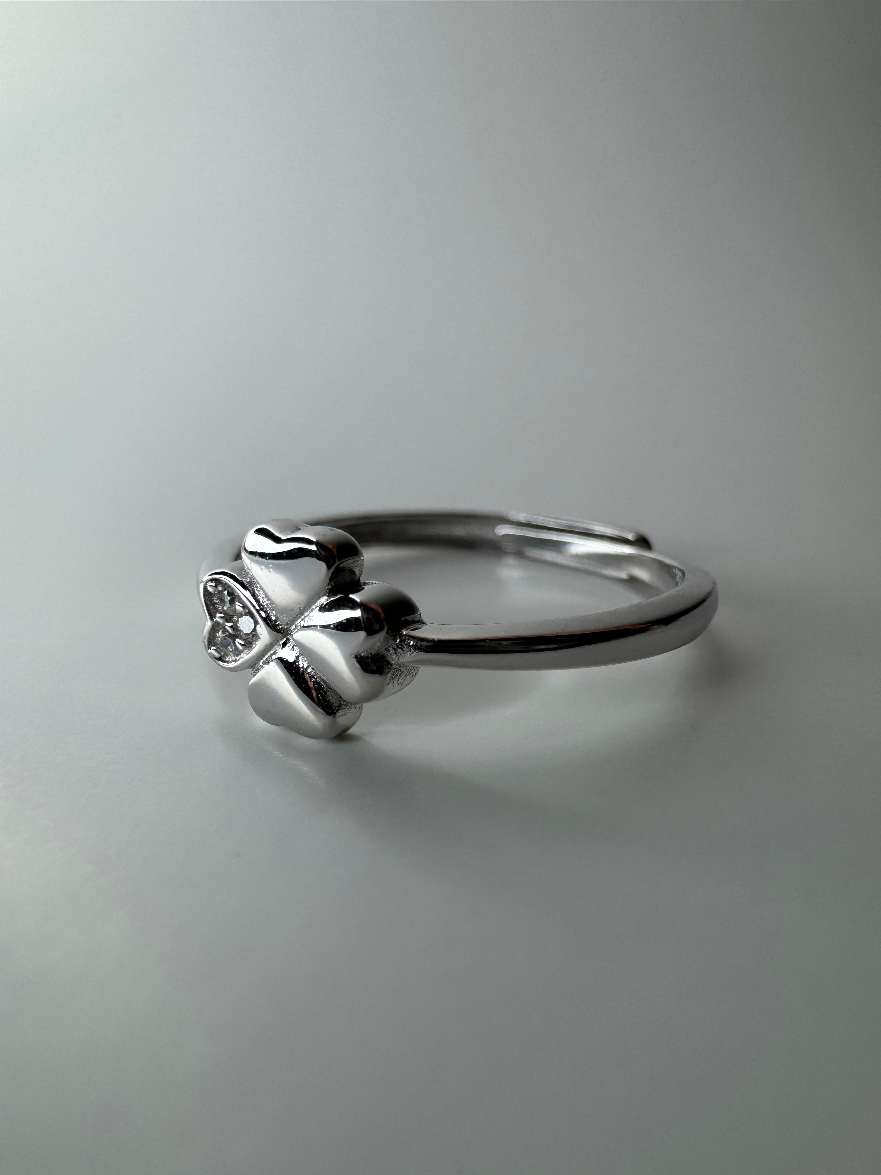 Sparkling Petal Adjustable Silver Ring