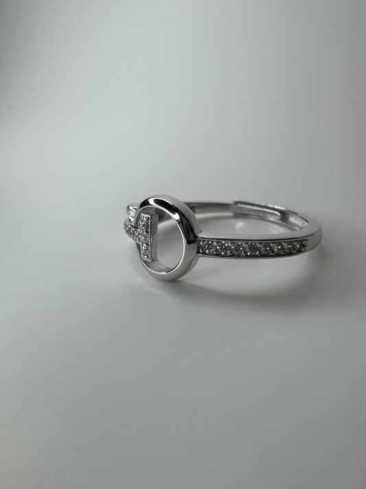 Lustrous Halo Adjustable Silver Ring